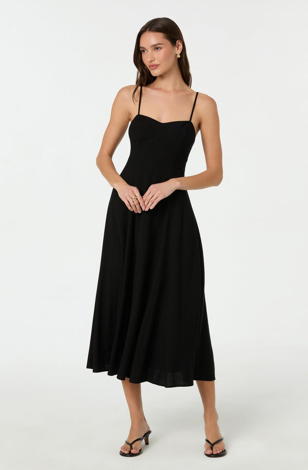 Linen-Blend A-Line Midi Dress - ASTR the Label