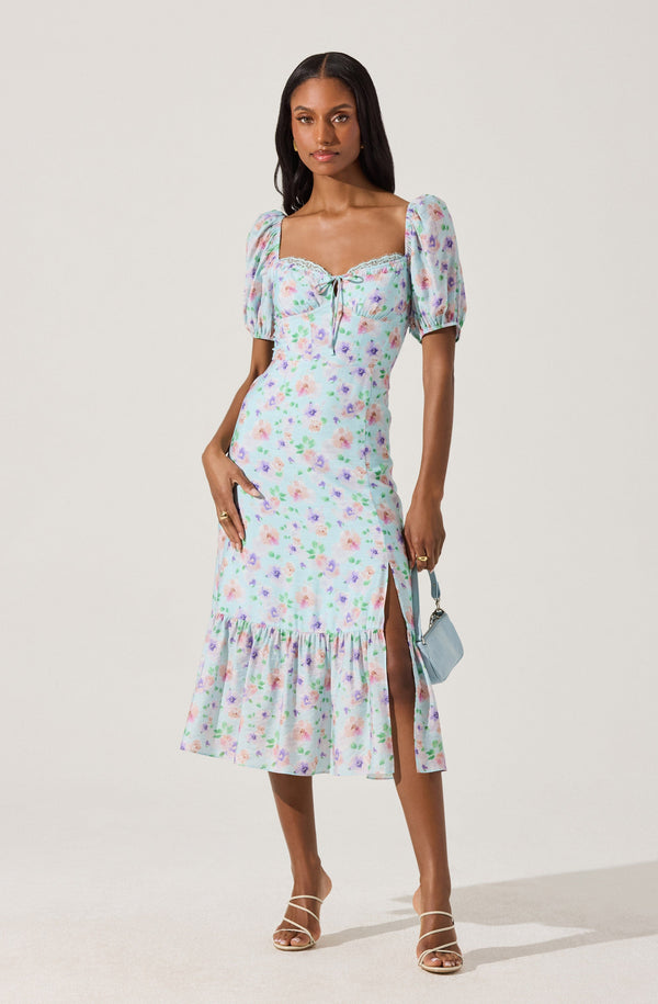 Lace Trim Bustier Floral Midi Dress - ASTR the Label