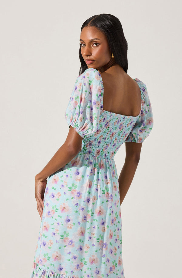 Lace Trim Bustier Floral Midi Dress - ASTR the Label Lace Trim Bustier Floral Midi Dress - ASTR the Label
