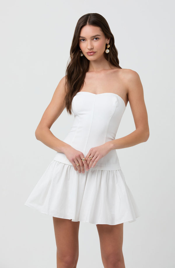 Strapless Drop Waist Mini Dress - ASTR the Label Strapless Drop Waist Mini Dress - ASTR the Label