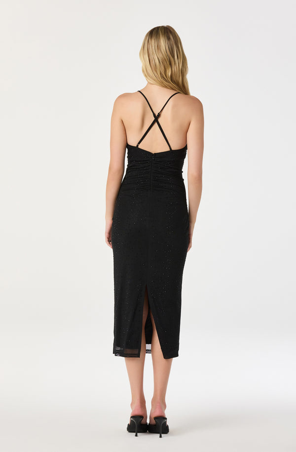 astr the label ruched midi dress Ruched Mesh Midi Dress