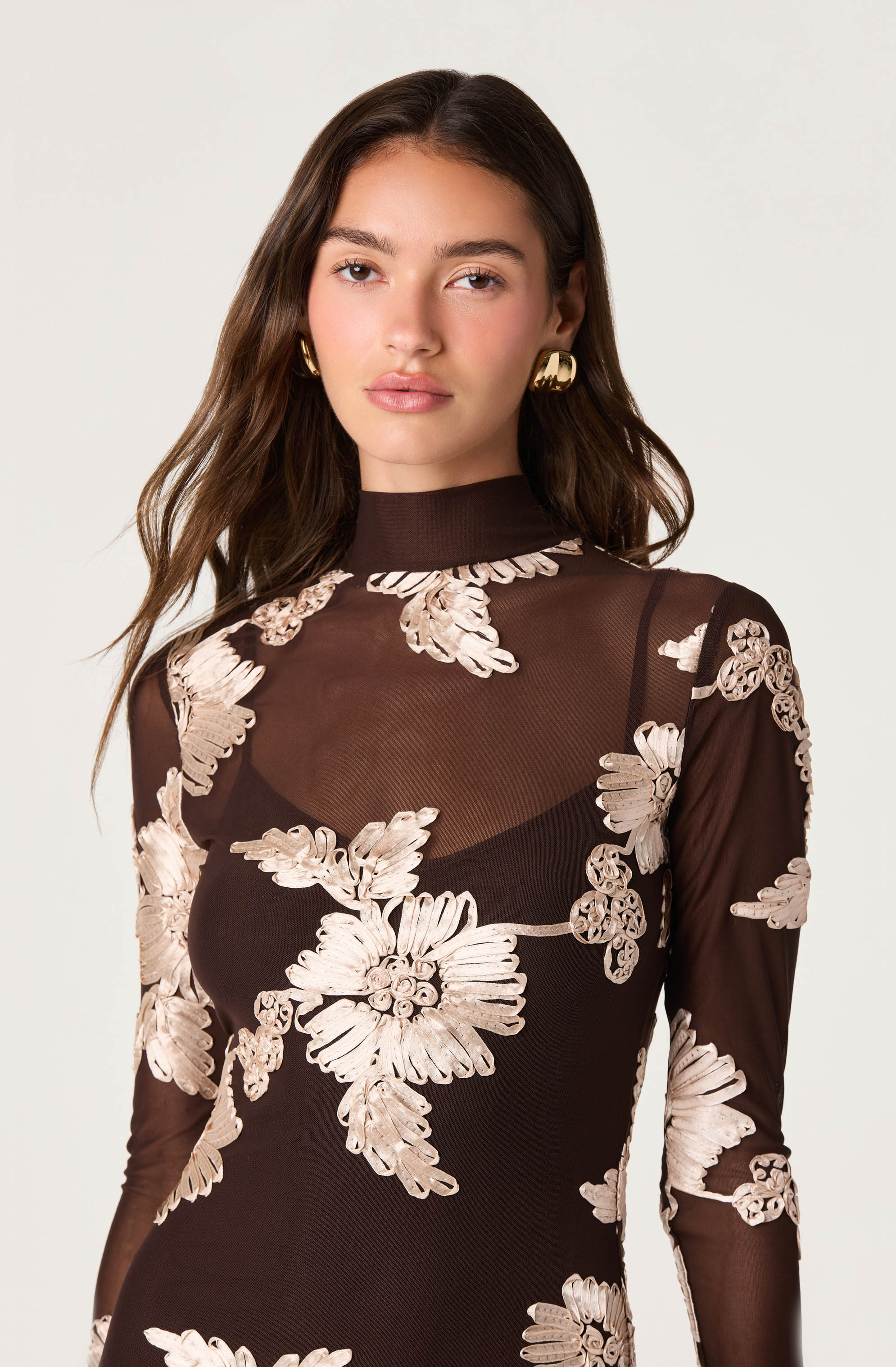 Florentine Embroidered Mesh Midi Dress thumbnail 6