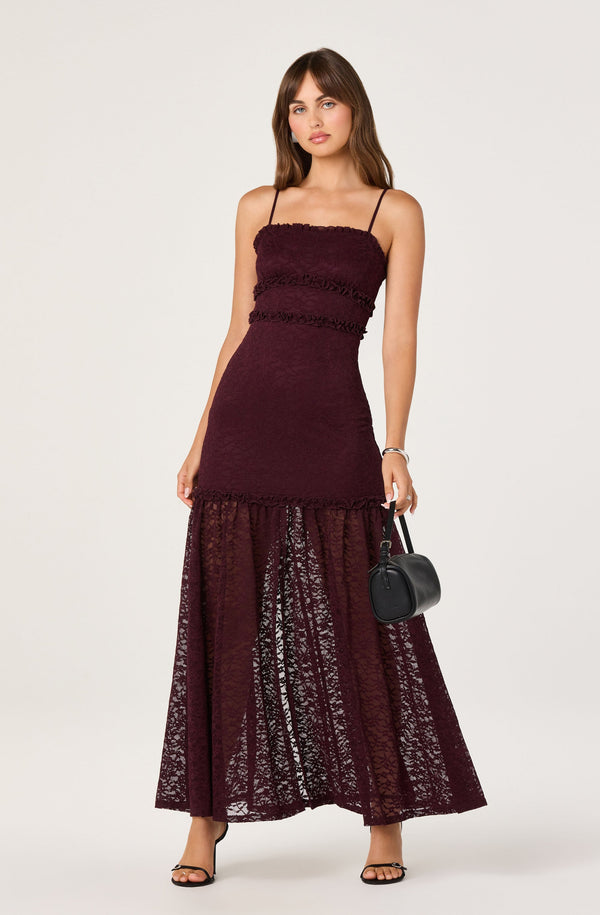 Ruffle Detail Lace Maxi Dress - ASTR the Label