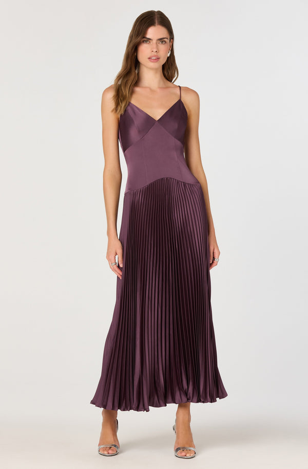 dropped waist maxi dress Pleated Drop Waist Maxi Dress