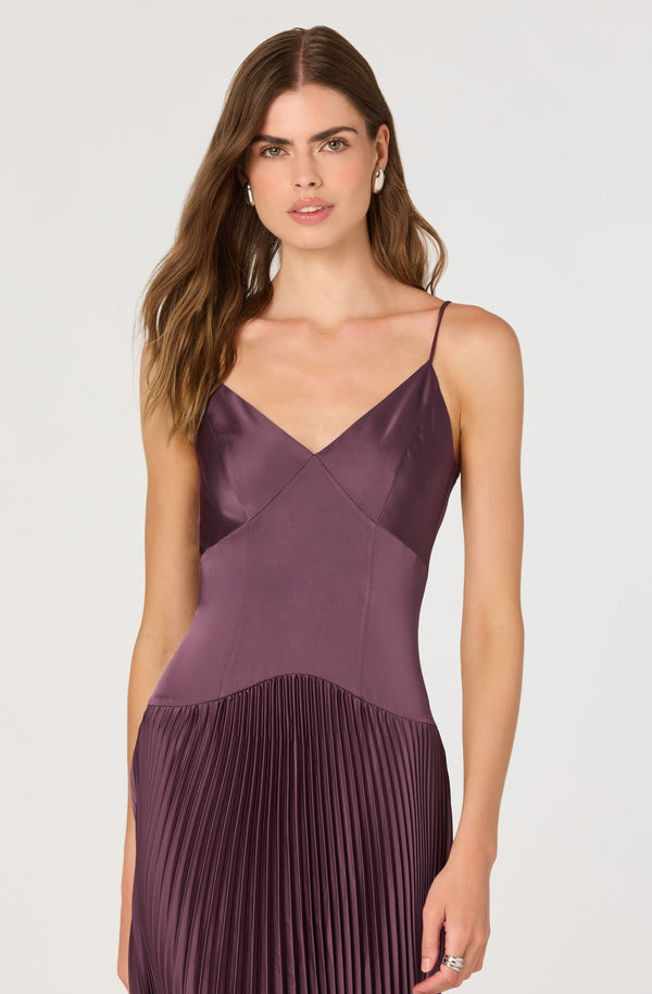 purple drop waist dress Pleated Drop Waist Maxi Dress