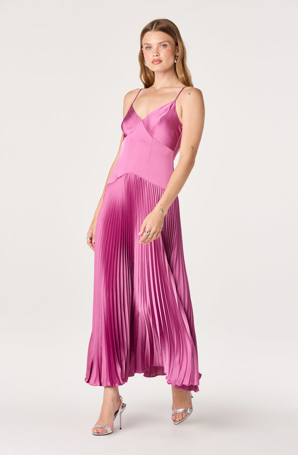 strapless open back dress Pleated Drop Waist Maxi Dress