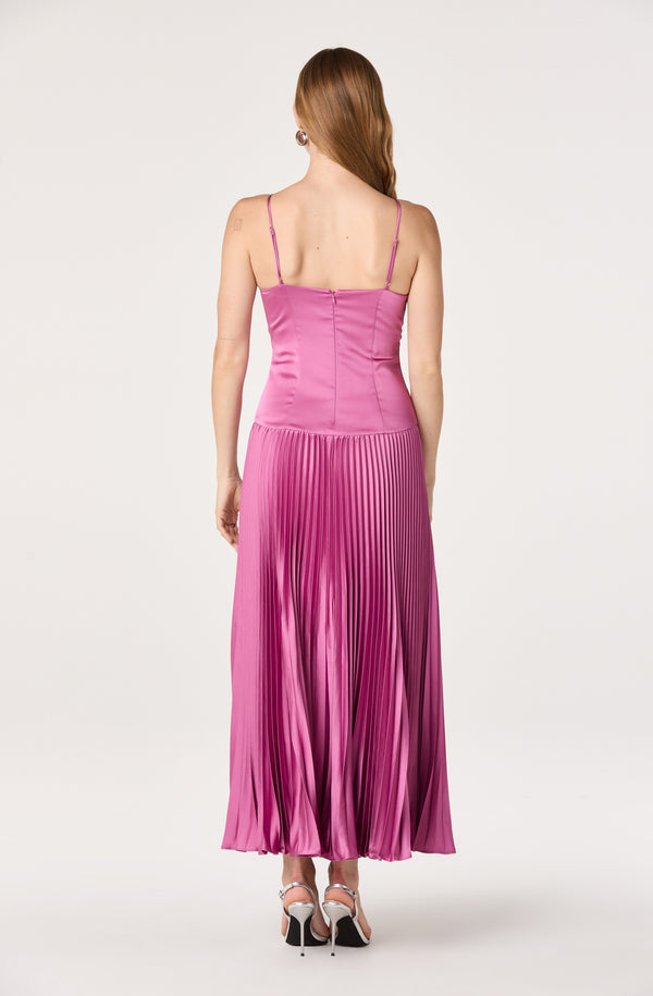Pleated Drop Waist Maxi Dress