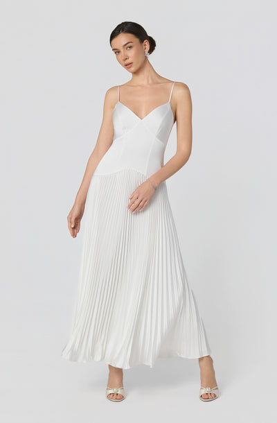Pleated Drop Waist Maxi Dress