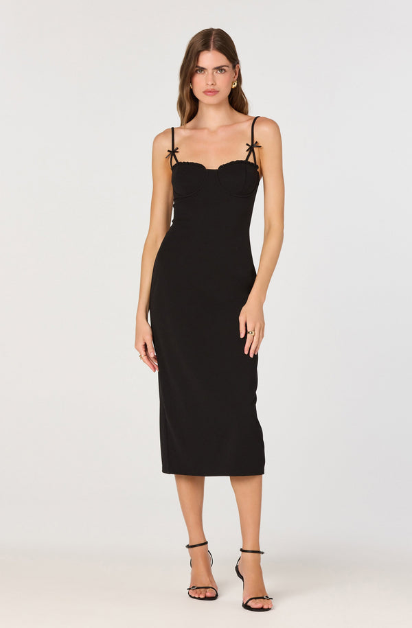 Bow Strap Bustier Midi Dress - ASTR the Label Bow Strap Bustier Midi Dress - ASTR the Label
