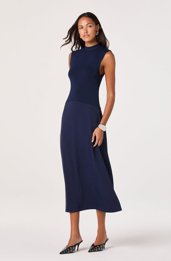 High Neck Tie-Back Midi Dress - ASTR the Label High Neck Tie-Back Midi Dress - ASTR the Label