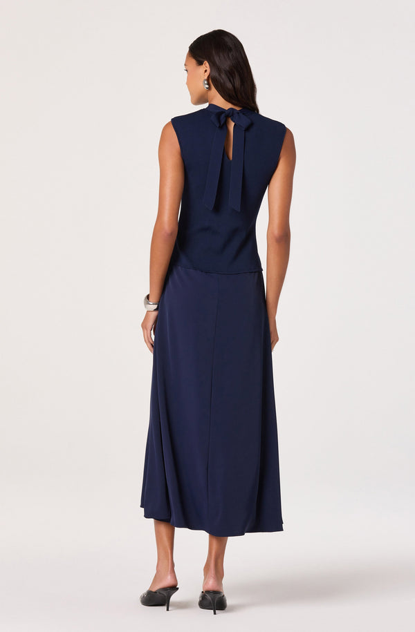 sachin and babi light blue dress High Neck Tie-Back Midi Dress