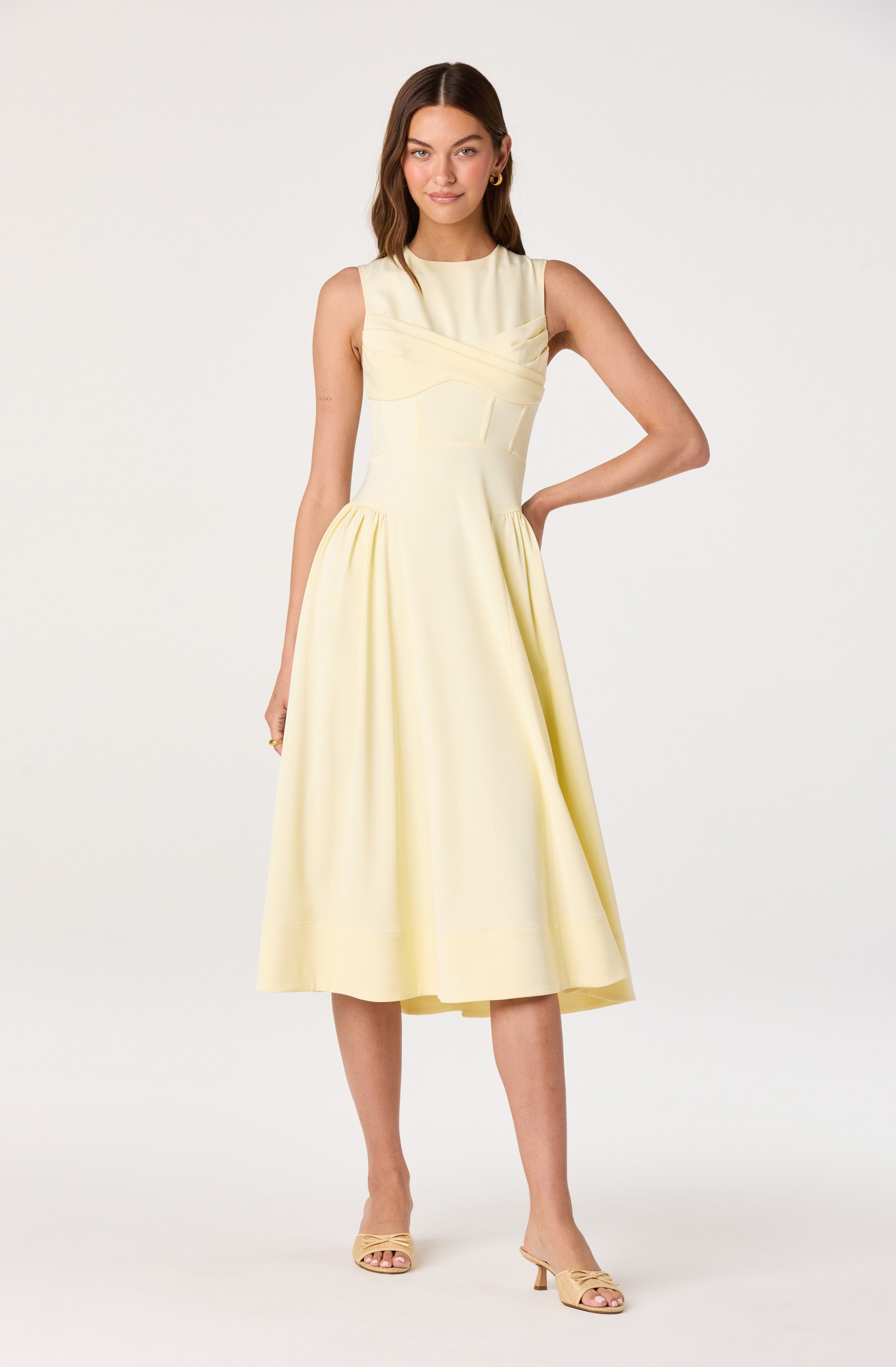 Seraphina Pleated Twist Corset Midi Dress