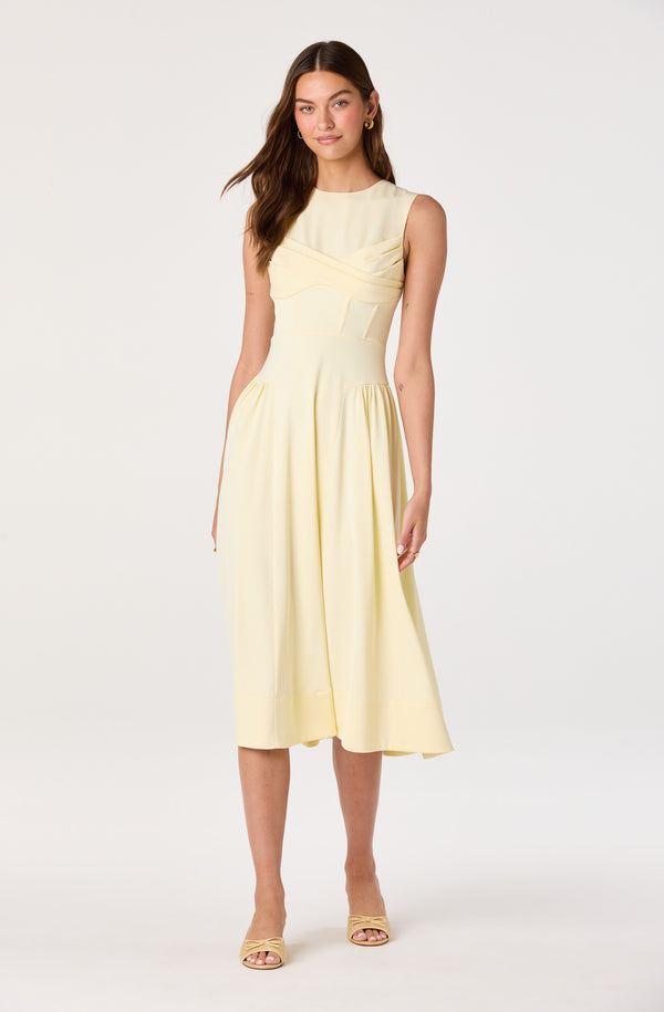 Seraphina Pleated Twist Corset Midi Dress - ASTR the Label Seraphina Pleated Twist Corset Midi Dress - ASTR the Label