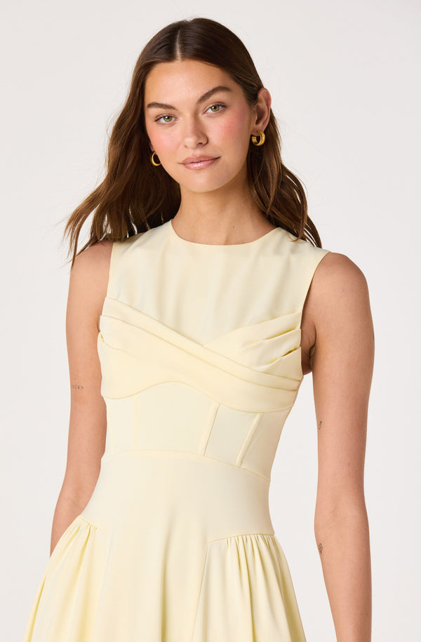 astr the label corset fit & flare dress Seraphina Pleated Twist Corset Midi Dress