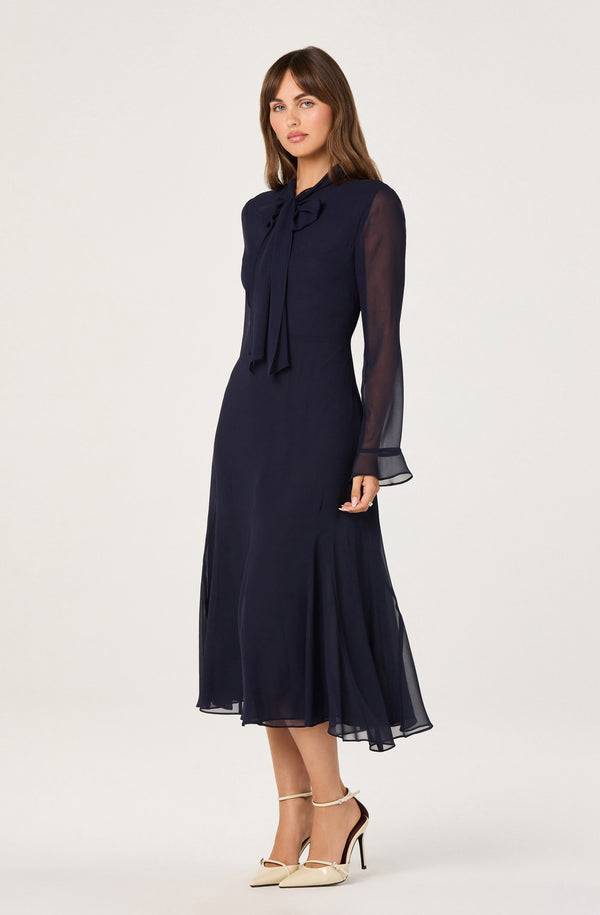 midi dress tie Embroidered Tie Front Midi Dress | Midi DressFit and Flare