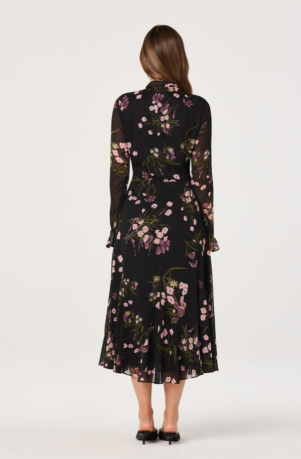 knee length dresses for ladies High Neck Flowered Jacquard Midi Dress – John Paul Ataker main image 1