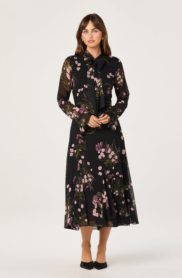 fitted lace wedding dress Women's in Perfect Order Pink Stripe Button Front Ruffle Collar Midi Shirt Dress | Size: S main image 1