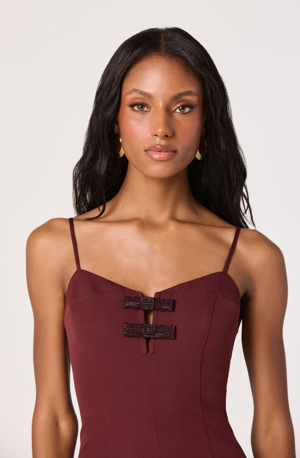Embellished Bow Detail Mini Dress