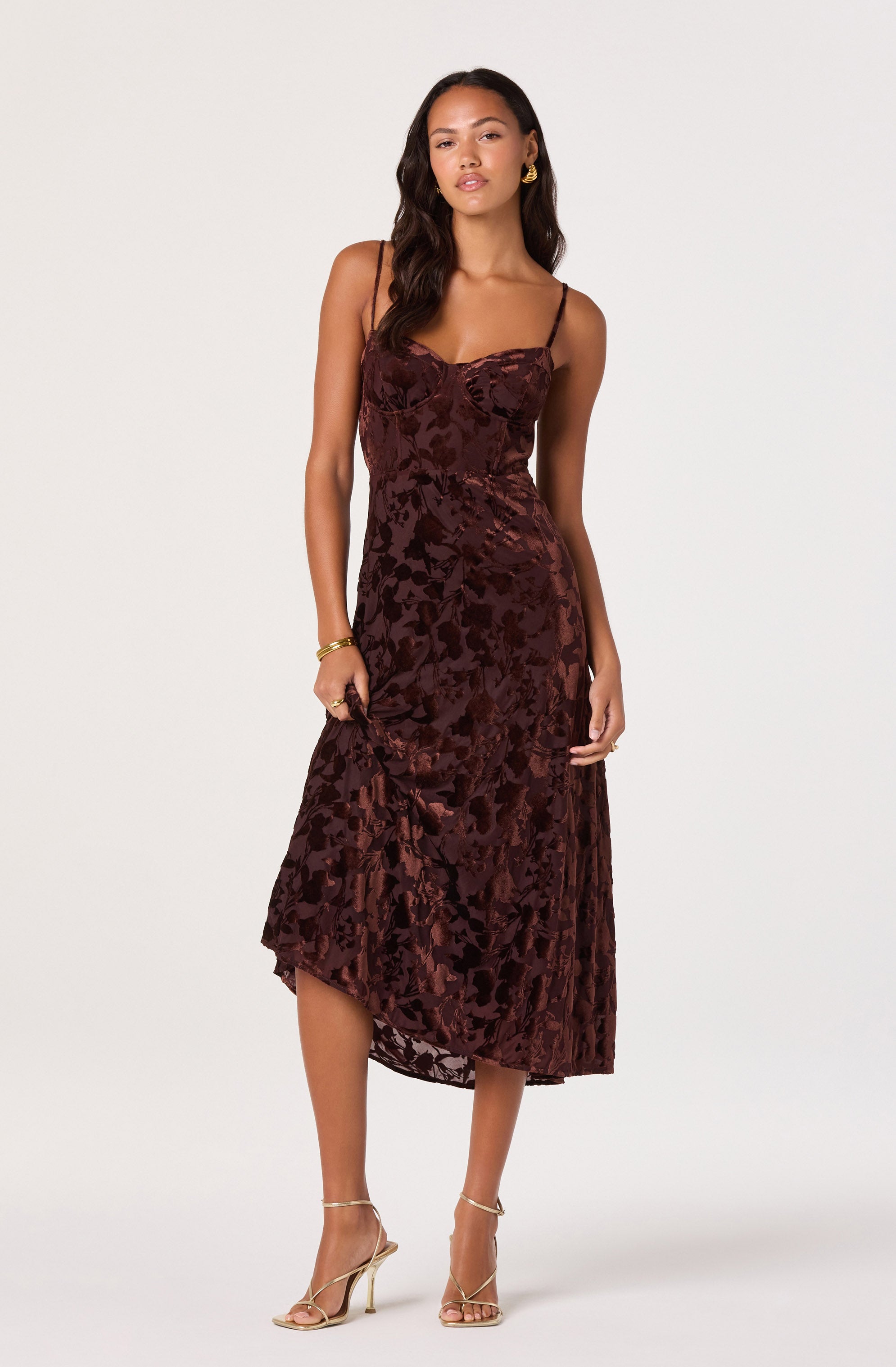 Velvet Floral Burnout Bustier Dress - ASTR the Label
