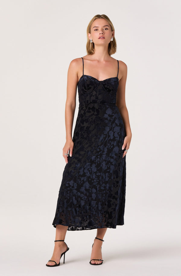 chinese dress ladies Adrianna Papell Women's Velvet Burnout Dress, Midnight at Amazon Women's  Clothing store main image 0