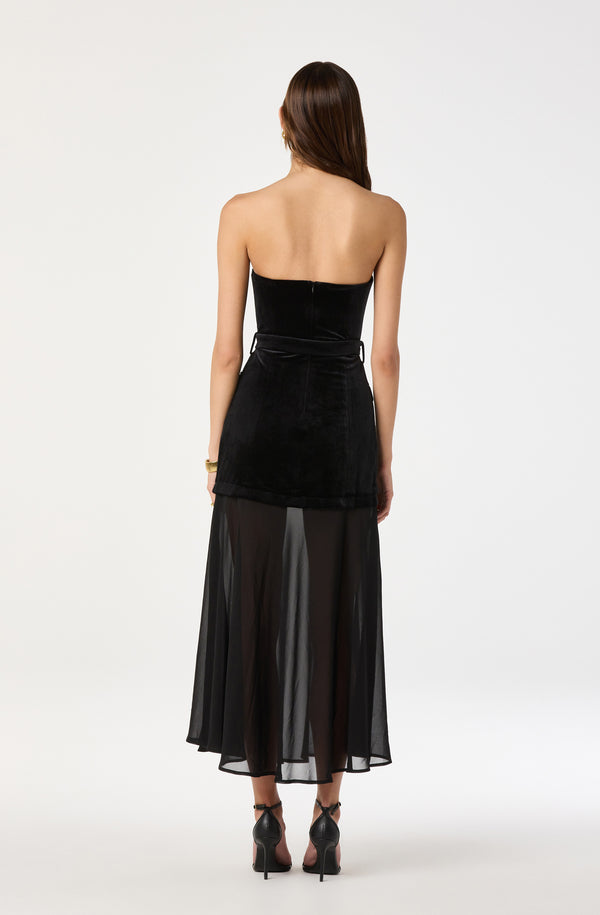 american apparel black velvet bustier dress Amery Velvet Bow Mini Dress main image 1