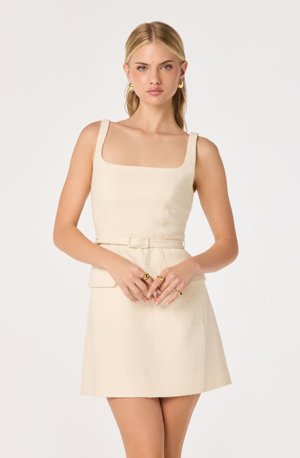 Adelyn Belted Tweed Mini Dress - ASTR the Label Adelyn Belted Tweed Mini Dress - ASTR the Label