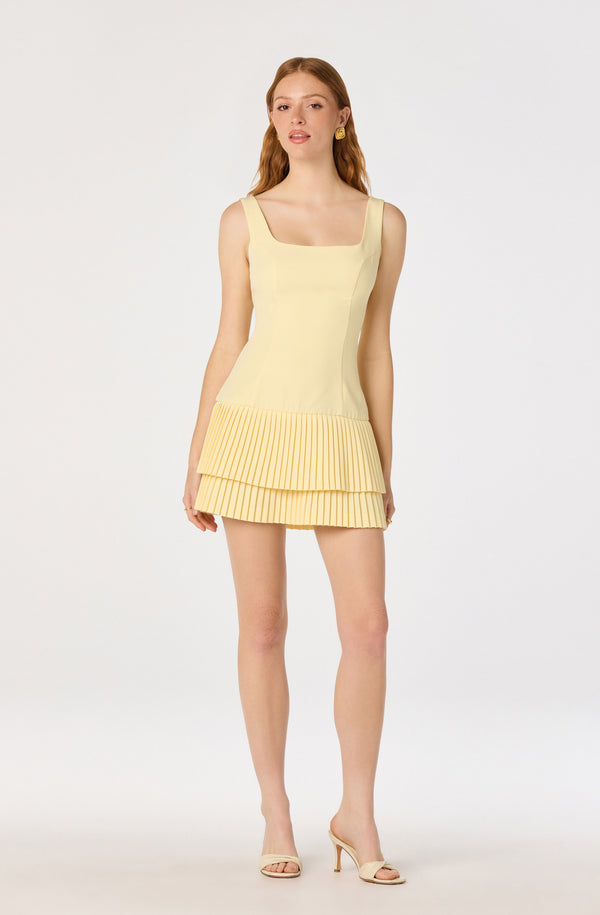 knee length dresses for ladies Same Layered Chiffon Gown | Butter Yellow main image 1