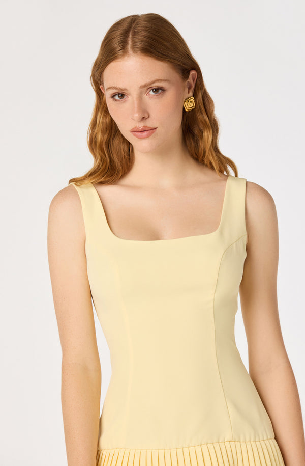 pale yellow dress mini ASTR the Label | Jadah Layered Pleated Mini Dress in Yellow