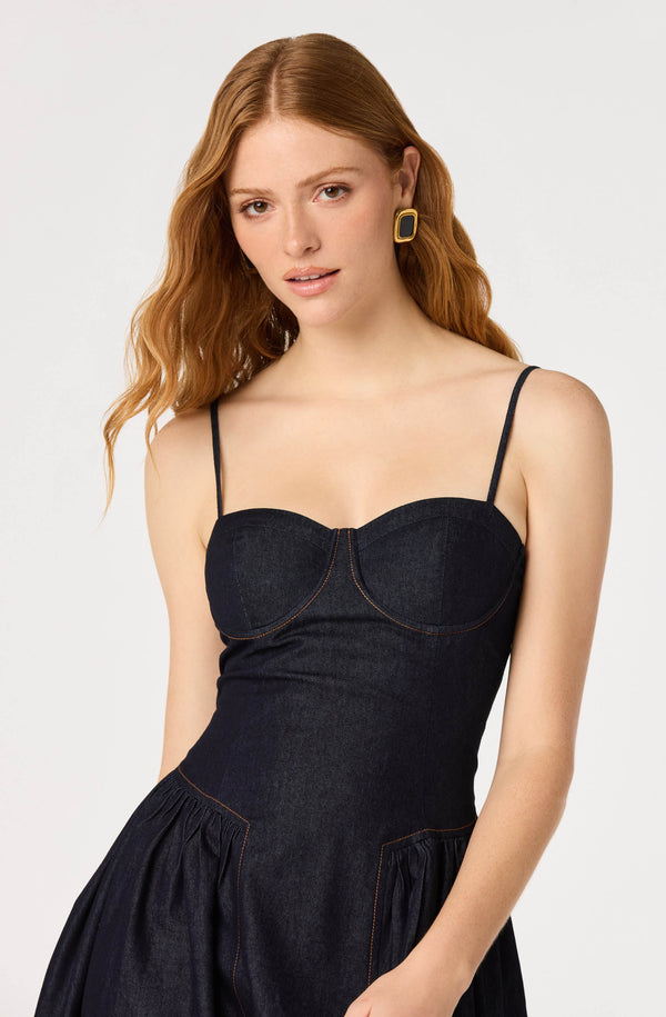 Margaux Denim Bustier Midi Dress - ASTR the Label Margaux Denim Bustier Midi Dress - ASTR the Label