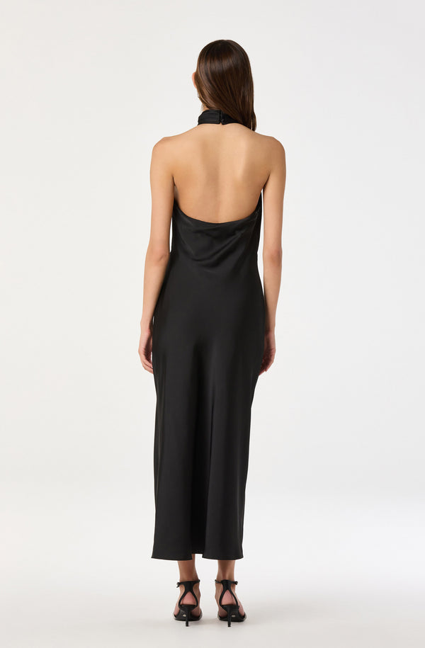 Jasmin Satin Halter Maxi Dress