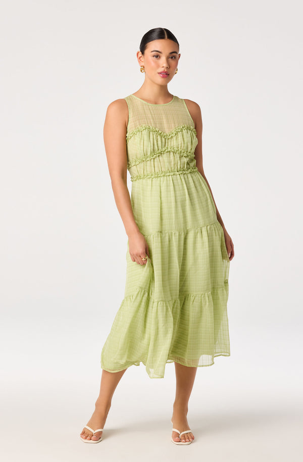 ASTR the Label | Adrianne Tiered Organza Midi Dress in Green | Size XL ASTR the Label | Adrianne Tiered Organza Midi Dress in Green | Size XL
