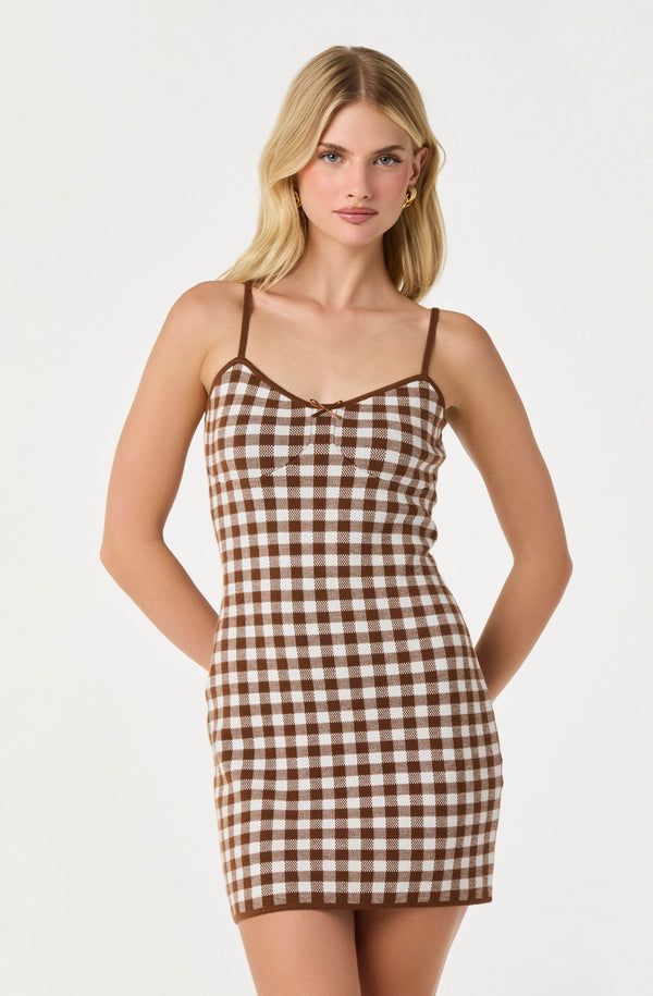 Gingham Mini Sweater Dress - ASTR the Label Gingham Mini Sweater Dress - ASTR the Label