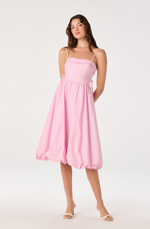 ASTR the Label | Dahlia Bubble Hem Midi Dress in Pink
