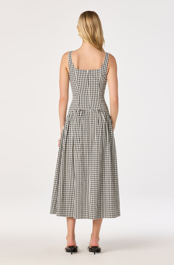 green emerald velvet dress Pinkblush Green Gingham Print Smocked Fitted Self-Tie Maternity Midi Dress Large main image 0