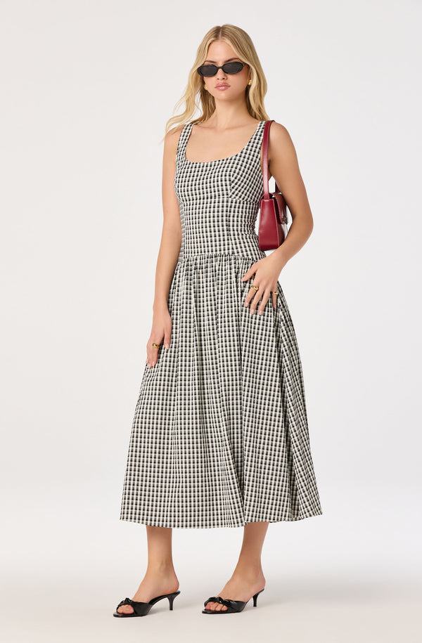 strapless open back dress The Label Cara Gingham Dress in Black