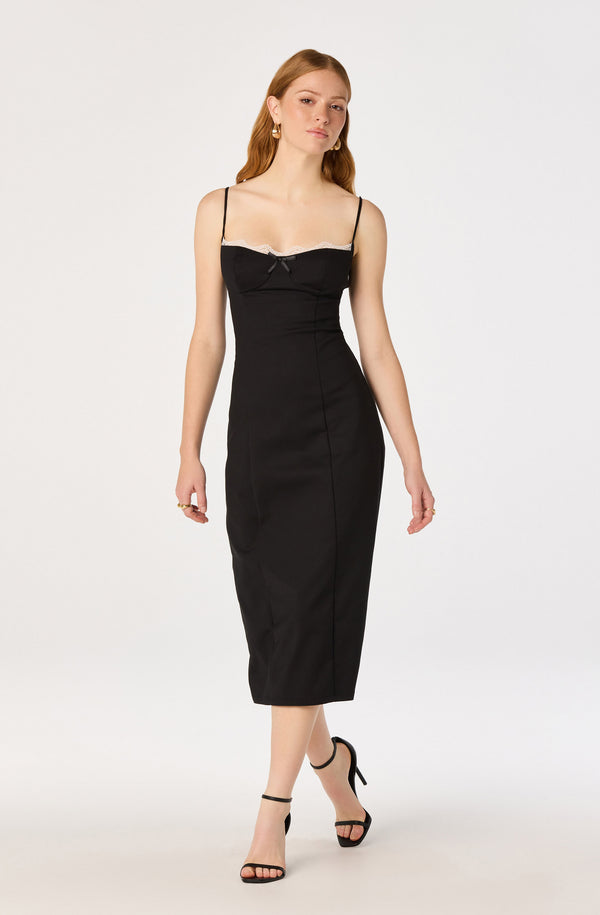 Astr The Label | Bea Lace Trim Bustier Midi Dress in Black | Size S Astr The Label | Bea Lace Trim Bustier Midi Dress in Black | Size S