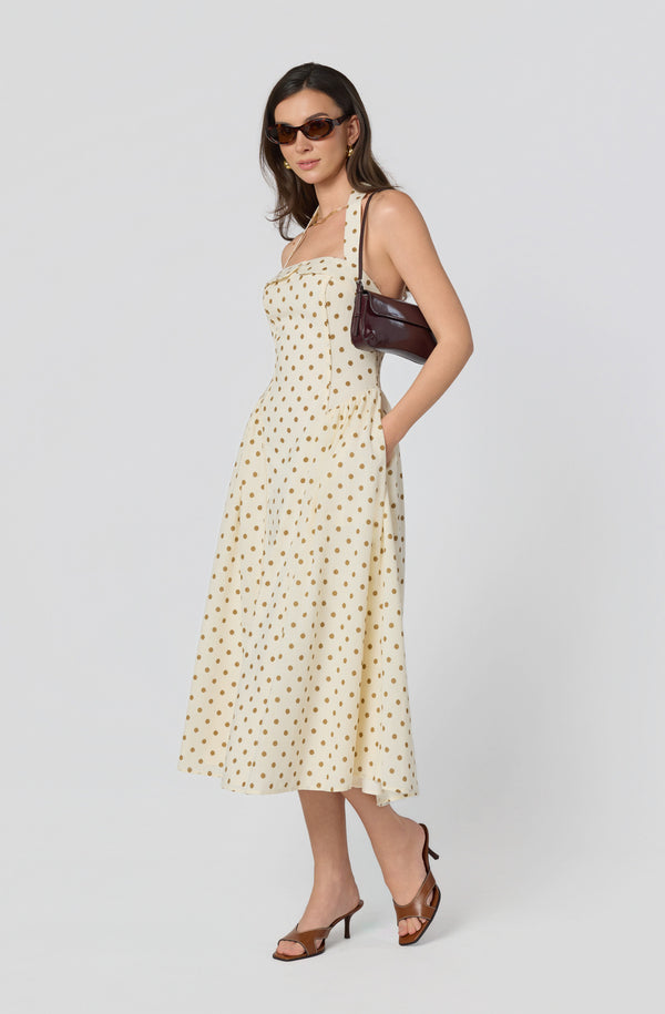 wide strap halter dress ASOS DESIGN crepe pencil bandeau midi dress with wide halter strap in white