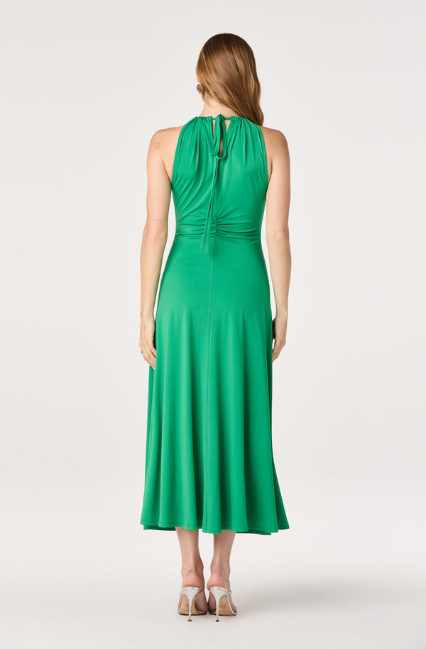 ASTR the Label | Mallory Ruched Halter Maxi Dress in Kelly Green | Size XL