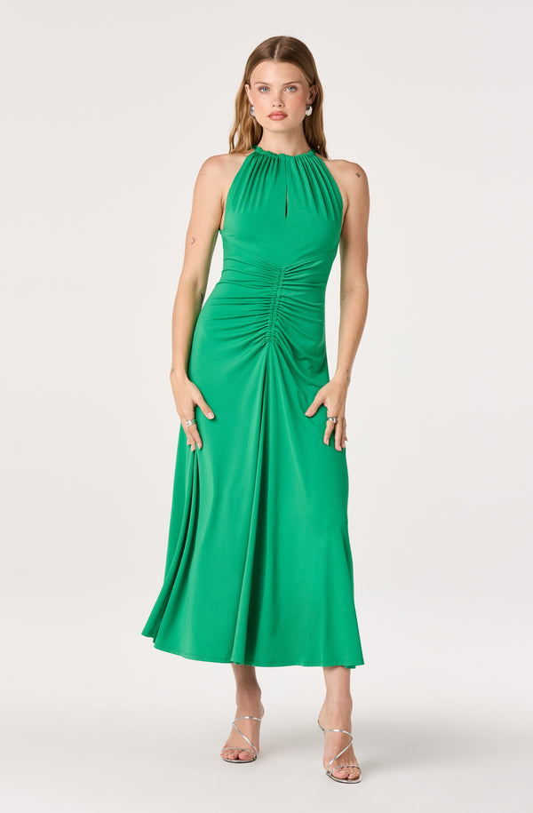 Mallory Ruched Halter Maxi Dress