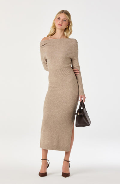 One Shoulder Midi Sweater Dress