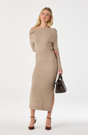 ASTR the Label | One Shoulder Midi Sweater Dress in Charcoal