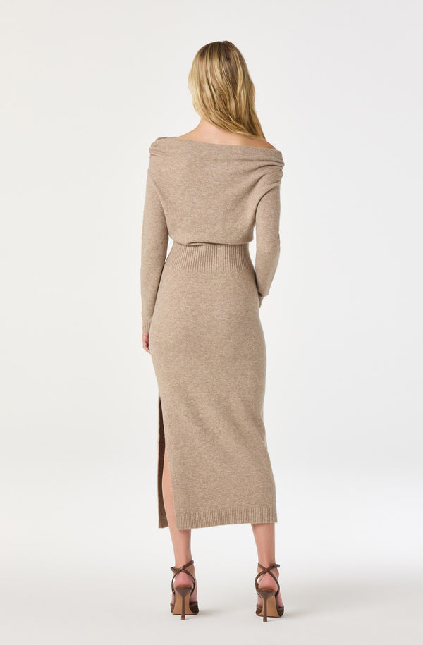 beige off the shoulder sweater dress Sweater Knit Dress Beige Ruched Off Shoulder Beige Tunic Large