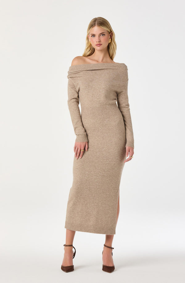 one shoulder smocked slit knitted dress Ever-Pretty One Shoulder Ruffle Midi Cocktail Dress with Slit