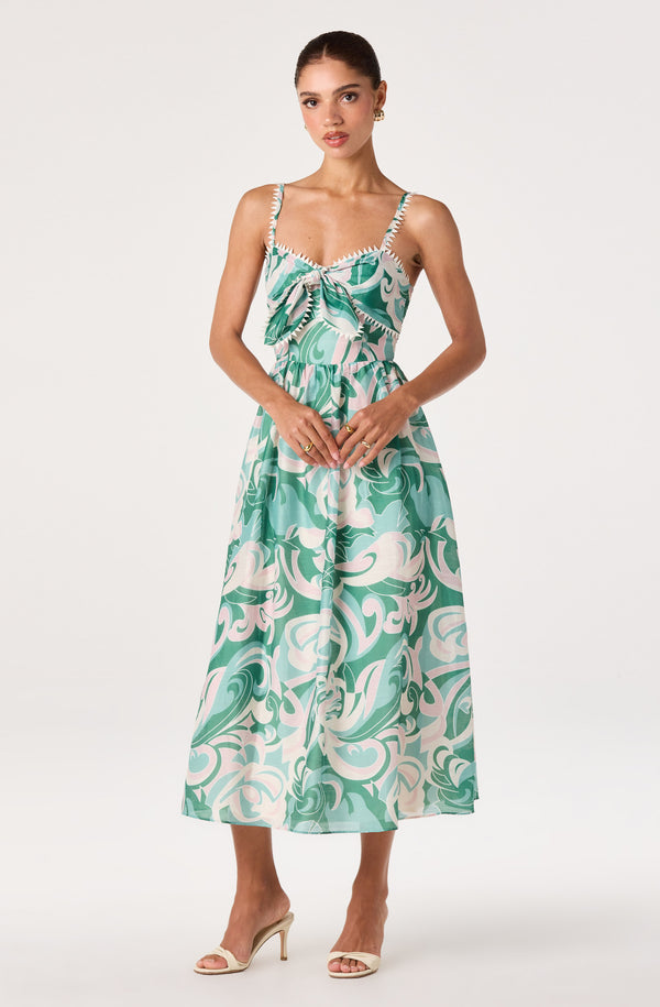 ASTR the Label | Makayla Abstract Print Midi Dress in Green Abstract