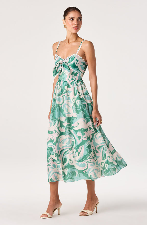 abstract cocktail dress ASTR the Label | Makayla Abstract Print Midi Dress in Green Abstract
