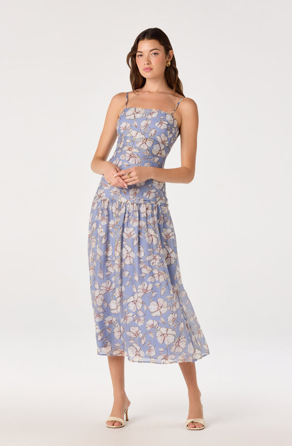 white christmas dresses Ava Floral Pleated Midi Dress