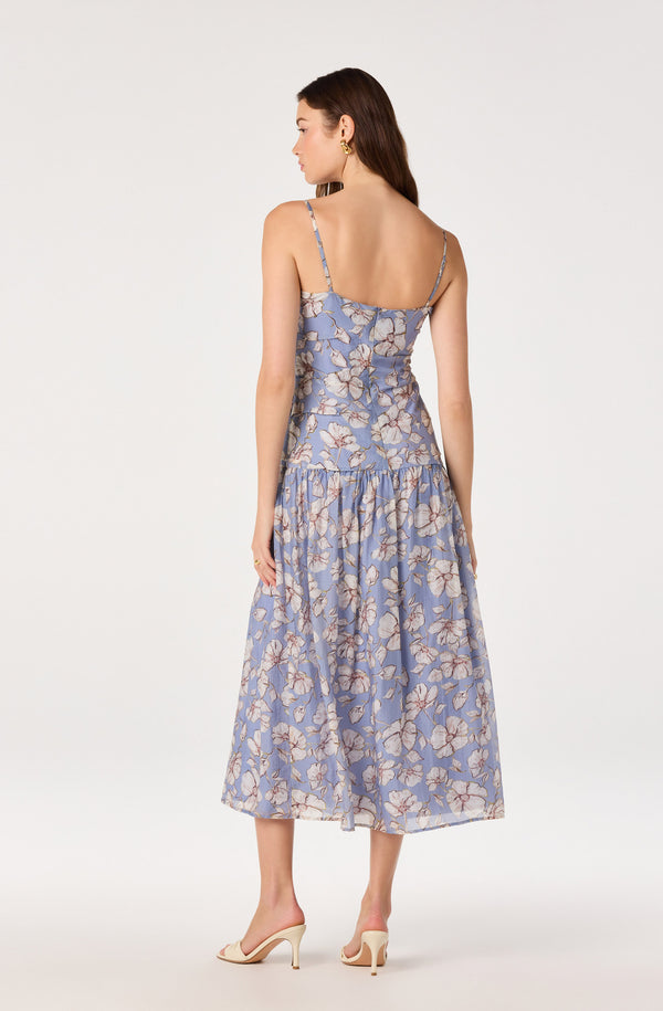 blue and purple floral dress Blue Spaghetti Straps A Line Long Floral Prom Dress, Blue / 18 main image 0