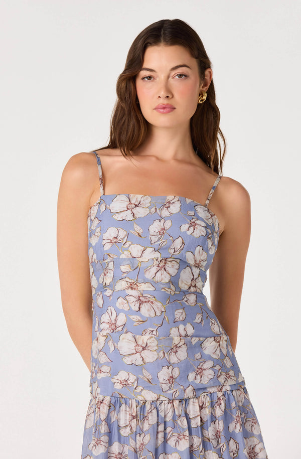 astr blue multi floral dress ASTR The Label Maeve Dress