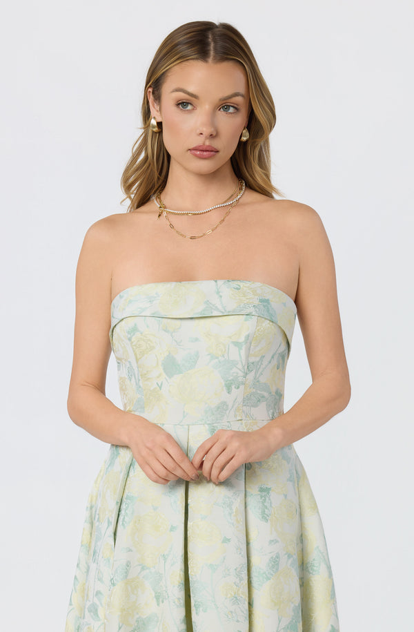 princess polly baby blue dress Helsi Julia Strapless 3d Floral Maxi Dress - Baby Blue