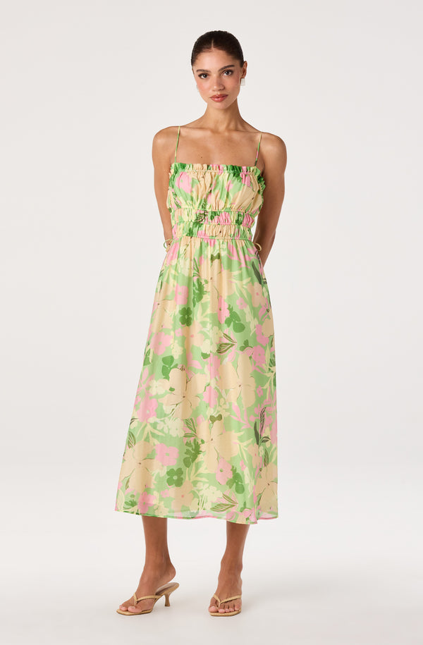 Maren Smocked Floral Midi Dress